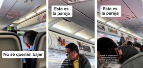 Pasajeros abandonando el avión
