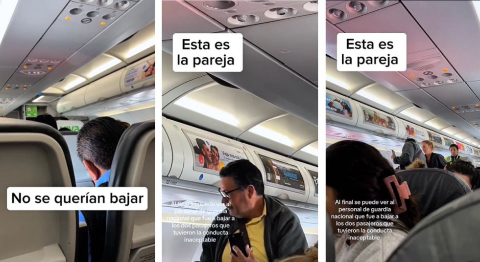 Pasajeros abandonando el avión